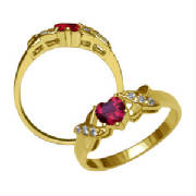 GP Ruby Heart Ring w/ CZ Accents