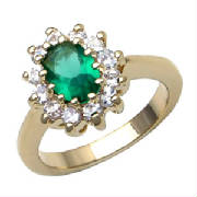 GP Emerald Ring w/ CZ Diamond Accents